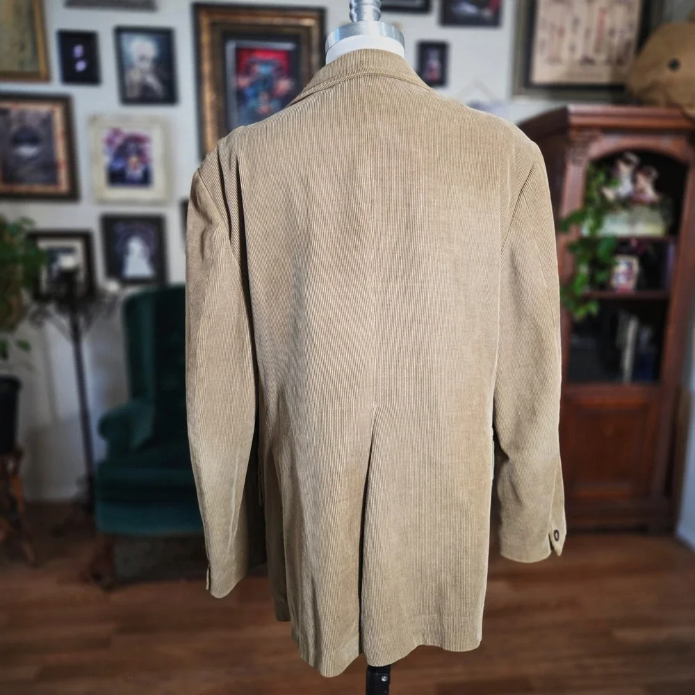 Vintage 70s Mens Tan Corduroy Blazer Jacket Made in Yugoslavia 2 Button Classic‎